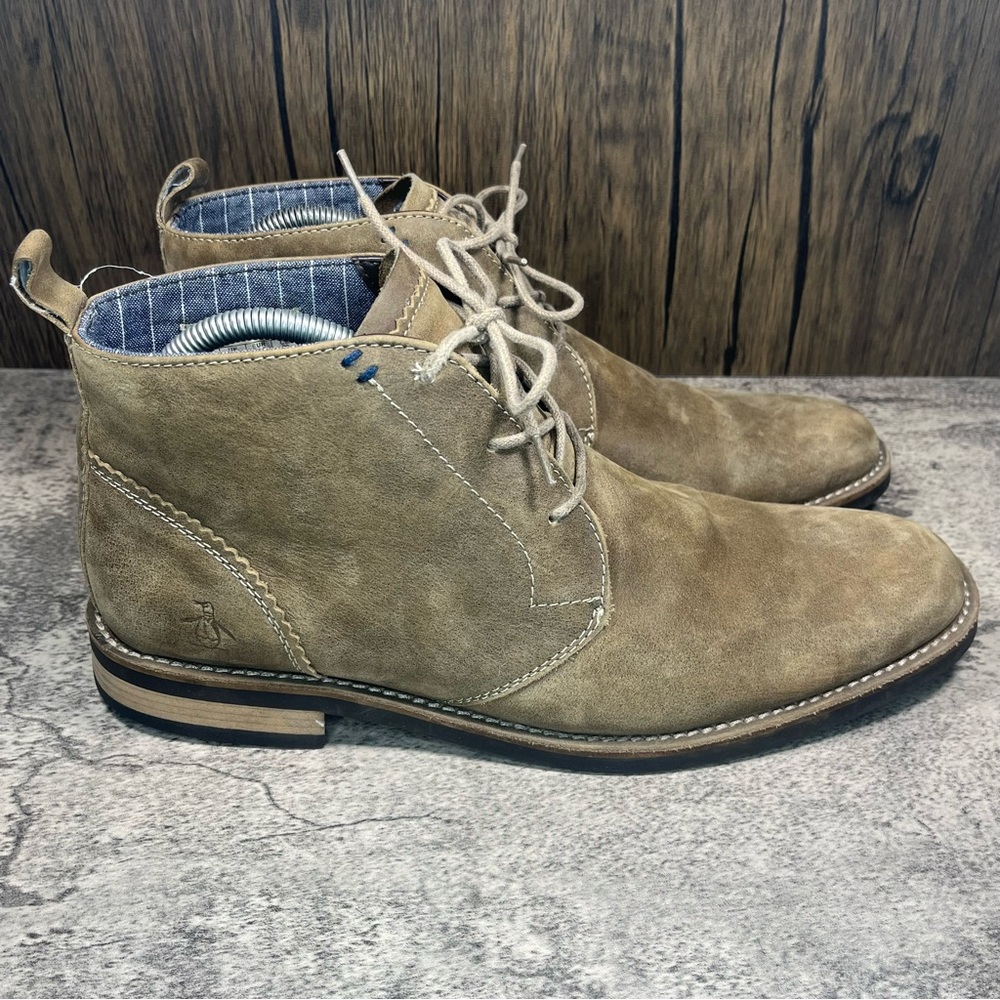 Original Penguin Mens Brown Monty Leather Chukka Boots Size 11